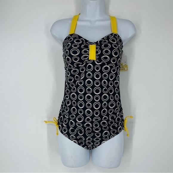 Lime Ricki One piece swimsuit black yellow - Picture 1 of 7